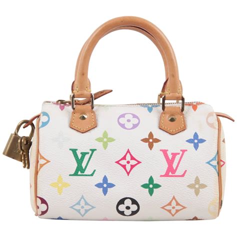 white colorful lv bag